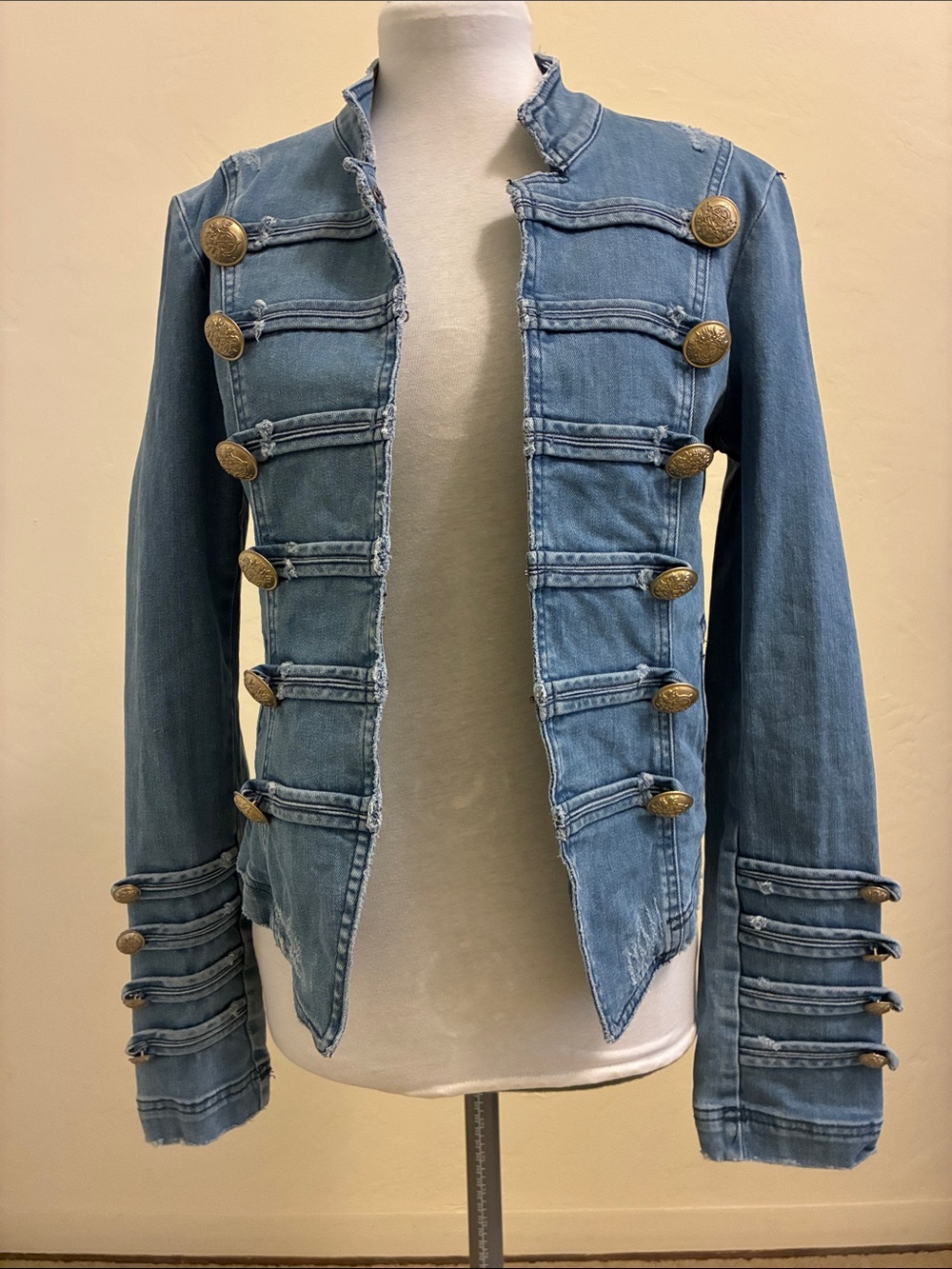 Free People Denim Military-Style Jacket Size Small
